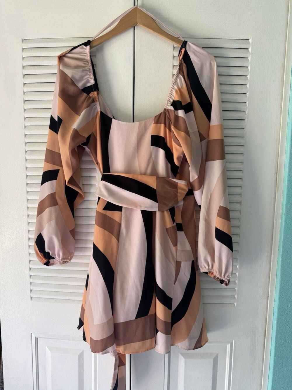 Hutch Anthropologie Wrap Dress Babydoll Mini Geometric Stripe Boho Summer - Picture 8 of 10